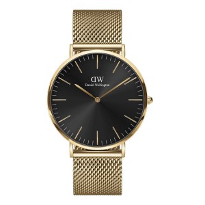 Daniel Wellington Classic Mesh Onyx Saat Erkek Altın | TSMWL-9460